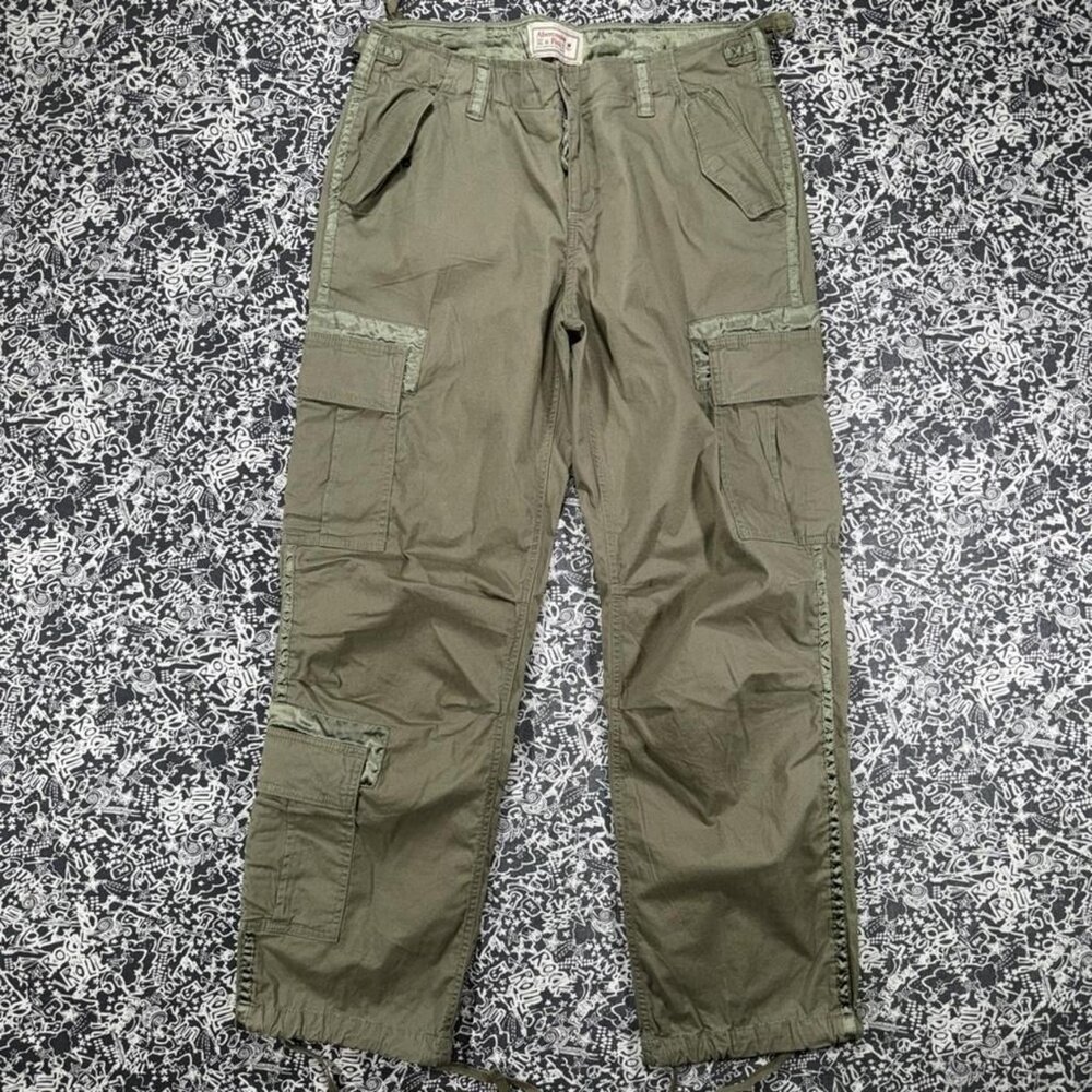Vintage Y2K Abercrombie & Fitch Olive Multi Pocket Cargo Pants M